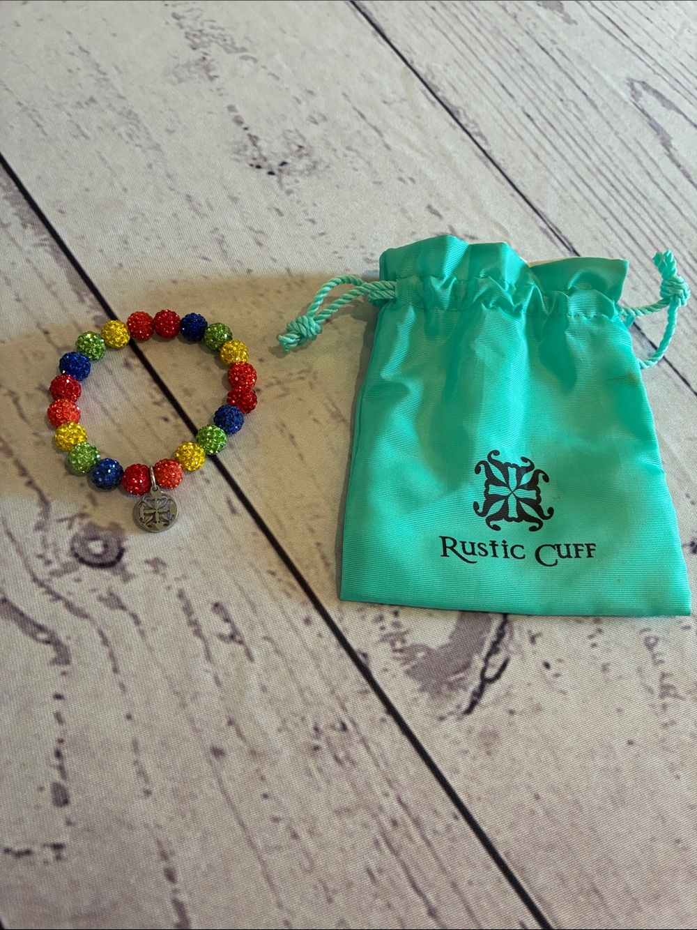 🎉NEW LISTING!🎉Rustic Cuff Rainbow Beaded Stretch Bracelet
